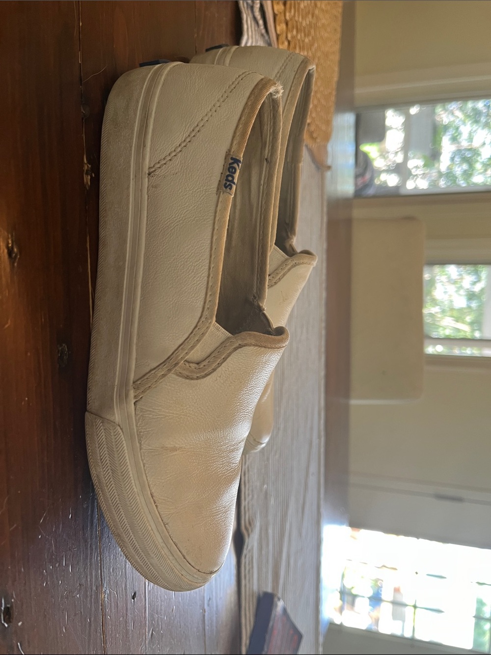 Keds White Canvas Sneakers with Navy Logo Tabs